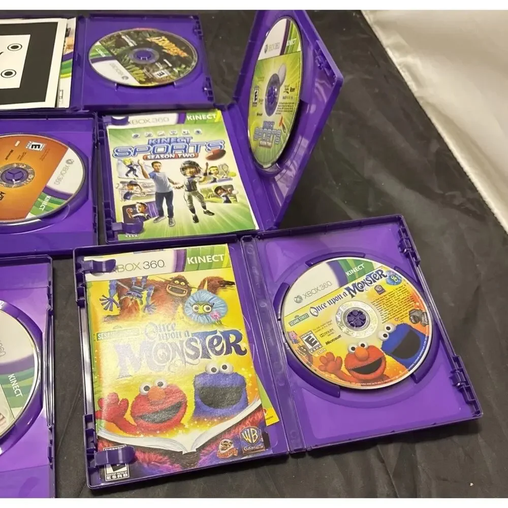 Xbox 360 Kinect 5 Game Lot Big League Sports Sesame Street Adventures Tested Vtg